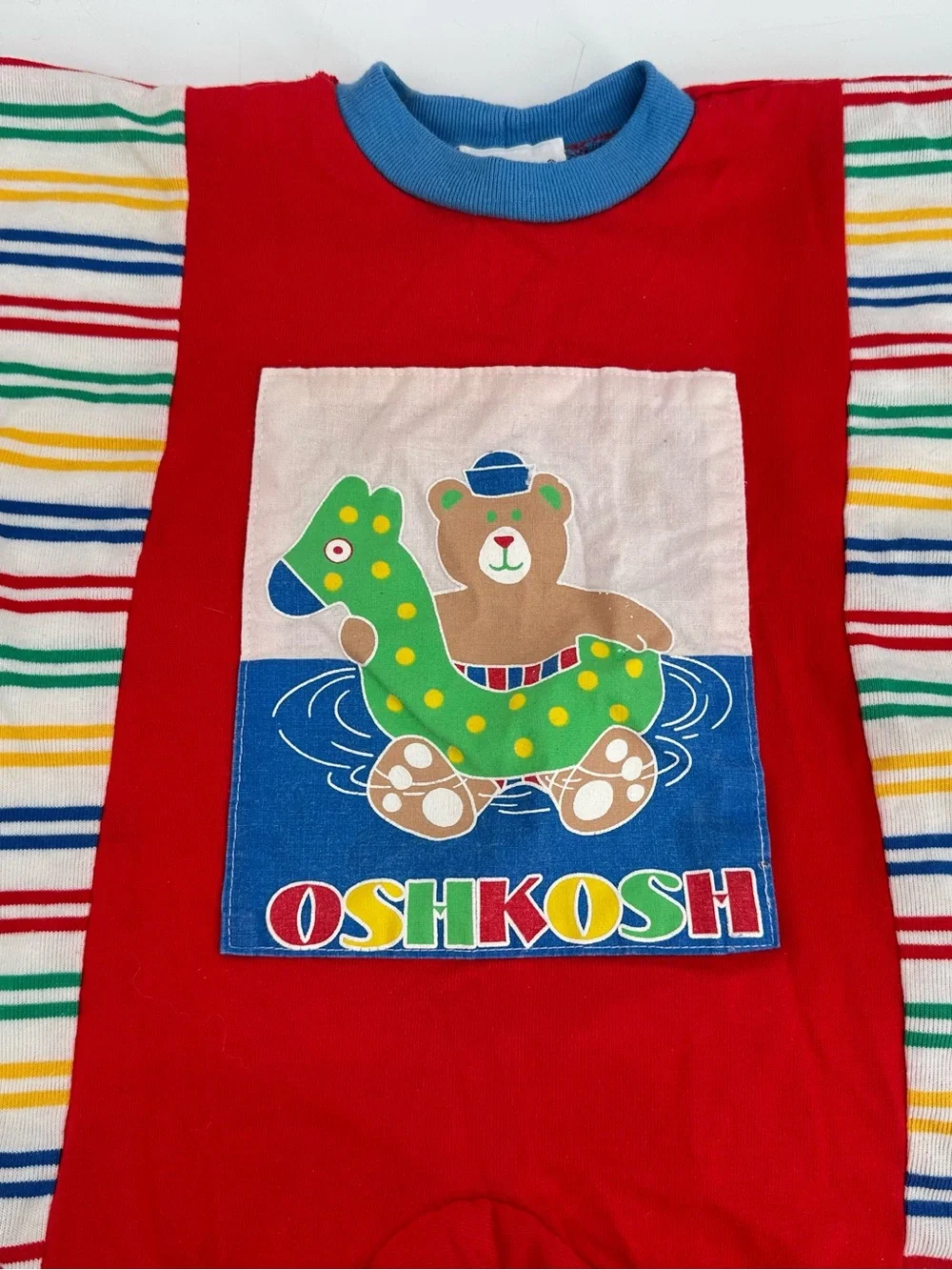 Vintage 90s OshKosh Colorblock Romper 6-9 Months Baby B’Gosh Snap 100% Cotton